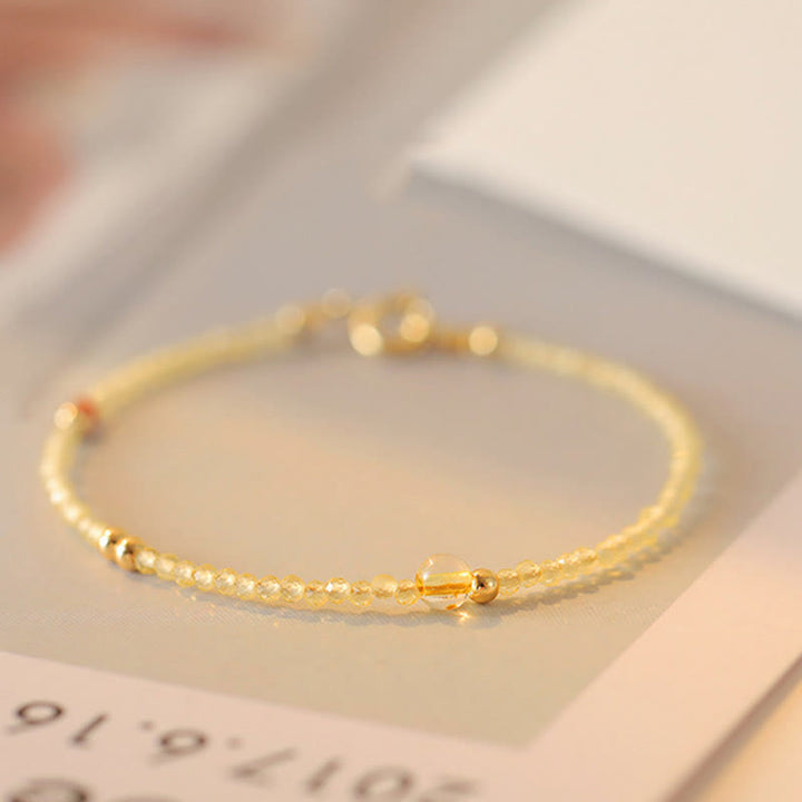 Buddha Stones 2mm 極薄シトリン 14K ゴールドメッキ銅ビーズ 保護ブレスレット