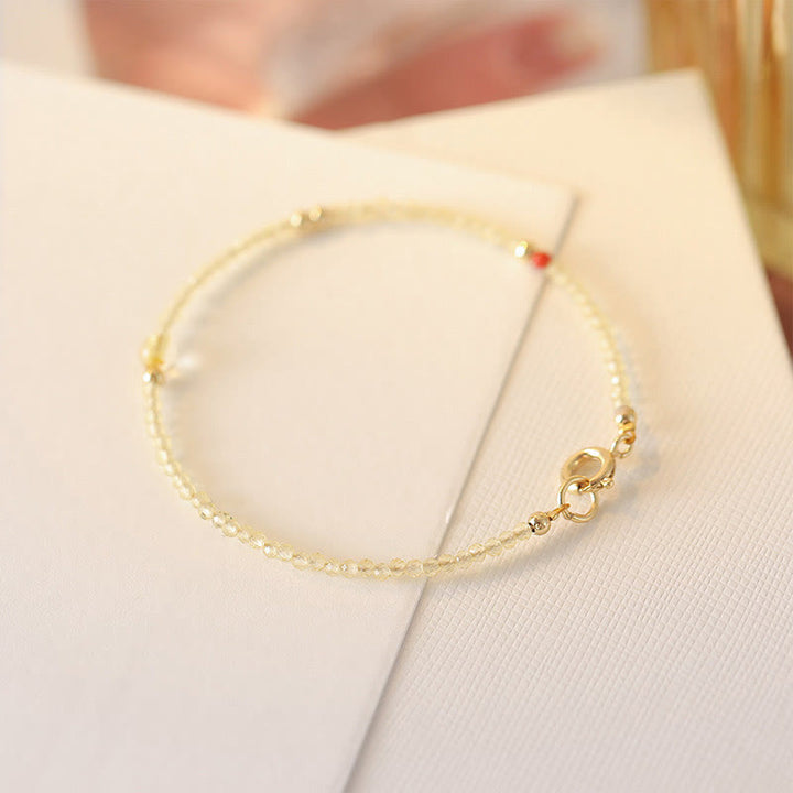 Buddha Stones 2mm 極薄シトリン 14K ゴールドメッキ銅ビーズ 保護ブレスレット