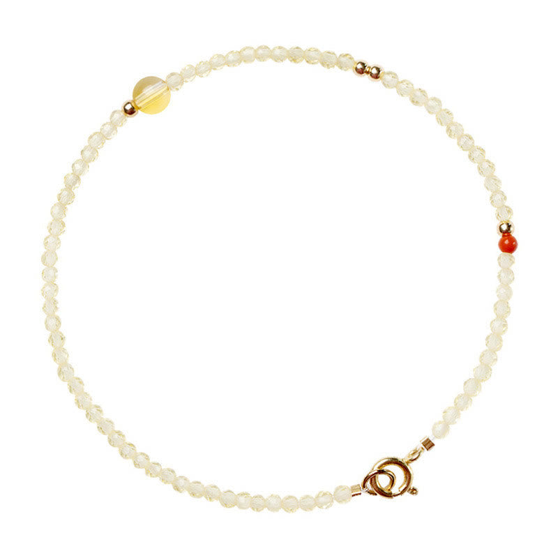 Buddha Stones 2mm 極薄シトリン 14K ゴールドメッキ銅ビーズ 保護ブレスレット