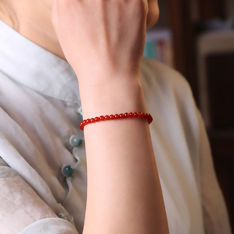 Buddha Stones小さな赤瑪瑙 極薄ビーズ 落ち着いたブレスレット