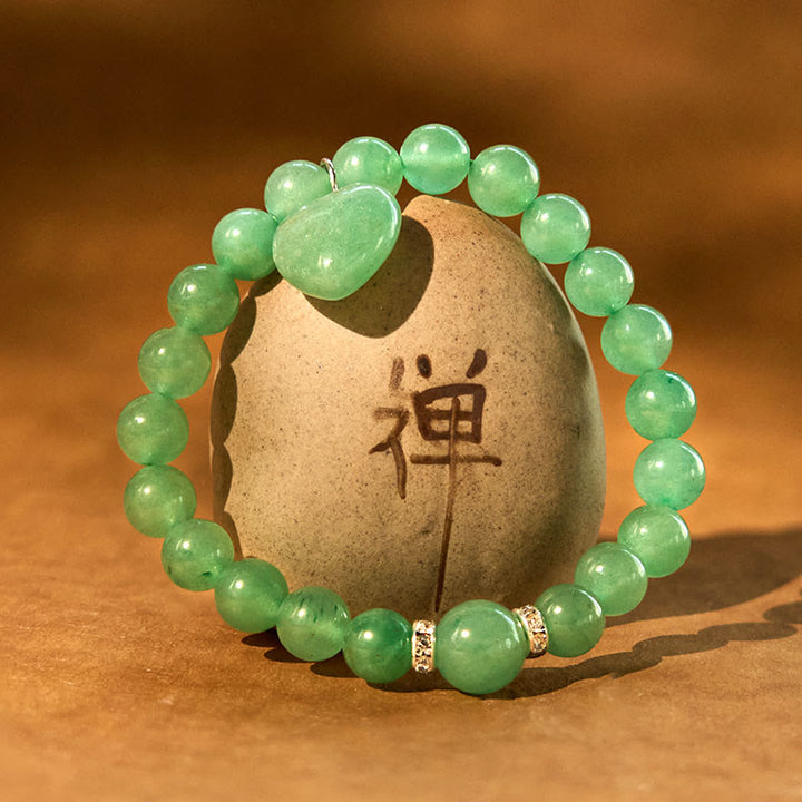 Buddha Stones各種クリスタルグリーンアベンチュリンラブハートバランスブレスレット
