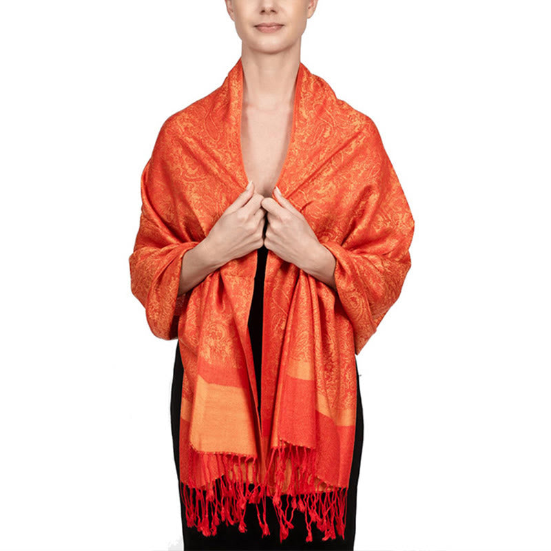 Buddha Stonesチベットカシュー ジャカード タッセル ショール 春 秋 冬 暖かい 心地良い スカーフ ラップ