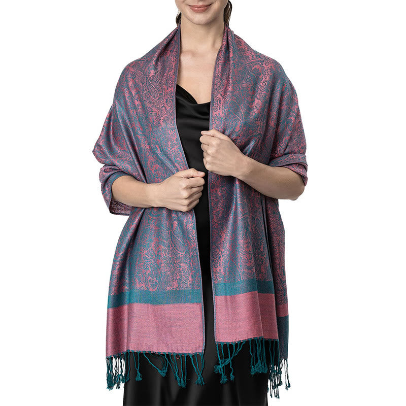 Buddha Stonesチベットカシュー ジャカード タッセル ショール 春 秋 冬 暖かい 心地良い スカーフ ラップ