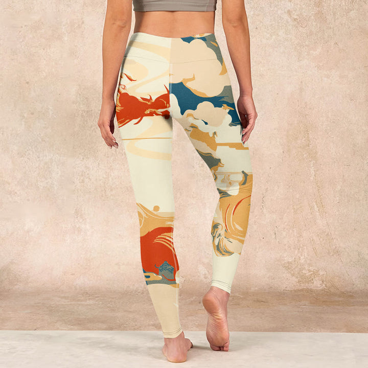 Buddha Stonesとカラフルな雲のプリント フィットネスレギンス レディース ヨガパンツ - image 14