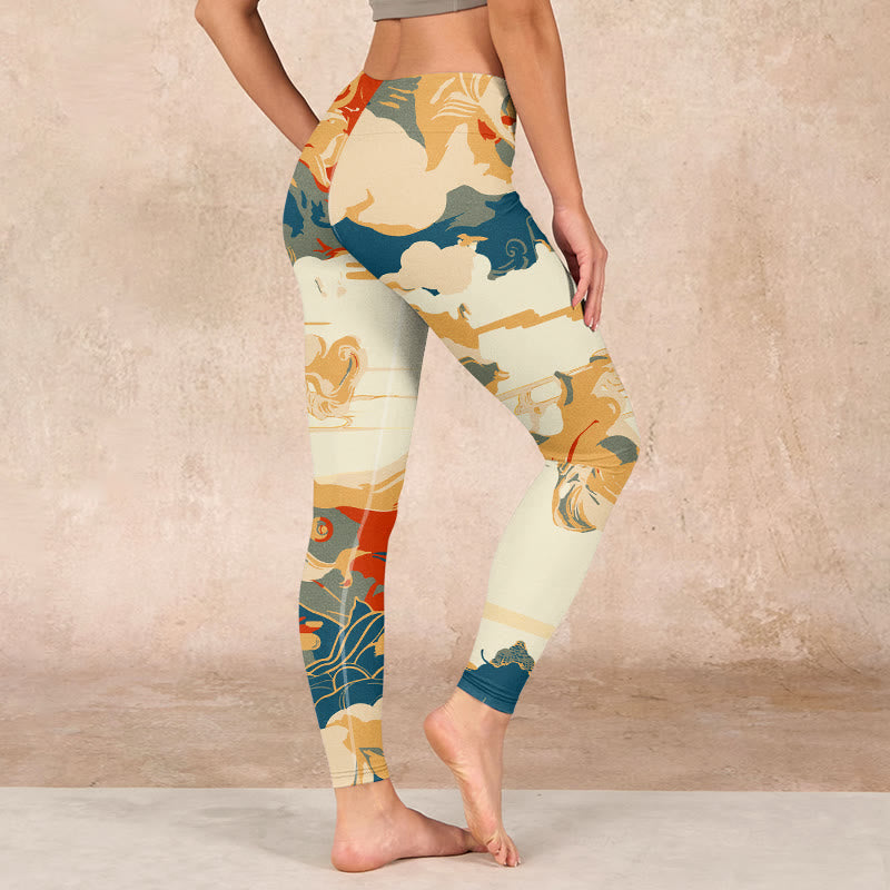 Buddha Stonesとカラフルな雲のプリント フィットネスレギンス レディース ヨガパンツ - image 2