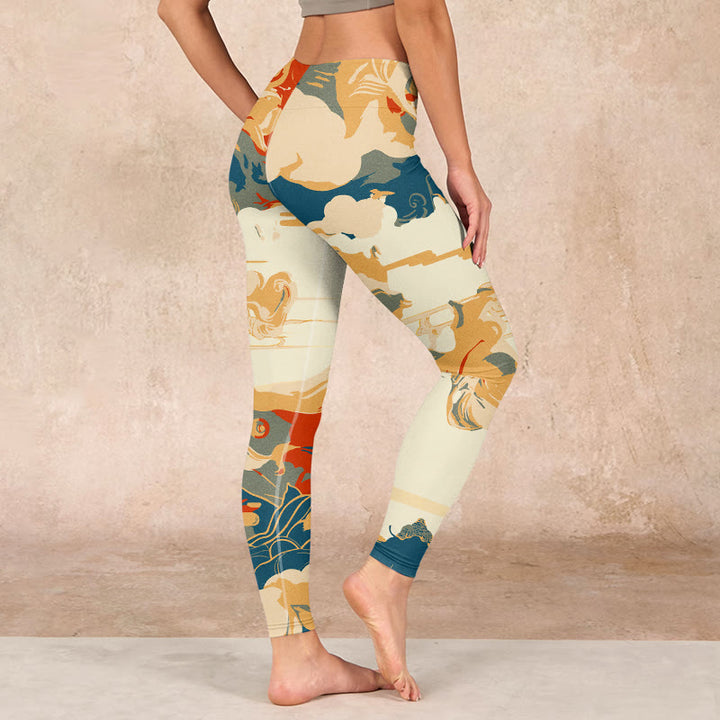 Buddha Stonesとカラフルな雲のプリント フィットネスレギンス レディース ヨガパンツ - image 2