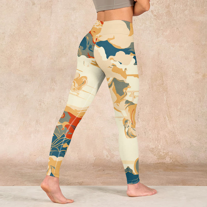 Buddha Stonesとカラフルな雲のプリント フィットネスレギンス レディース ヨガパンツ - image 4