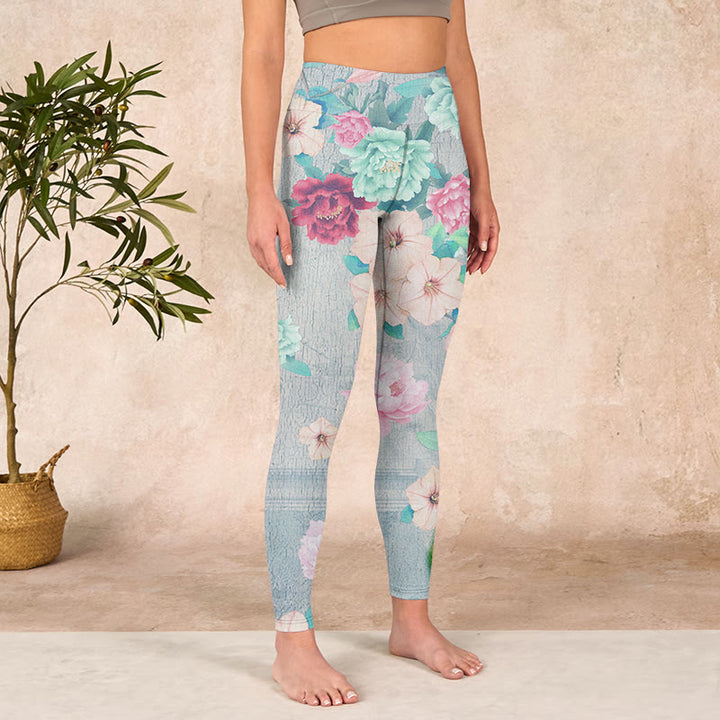 Buddha Stonesとカラフルな牡丹の花のプリントジムフィットネスレギンスレディースヨガパンツ - image 4