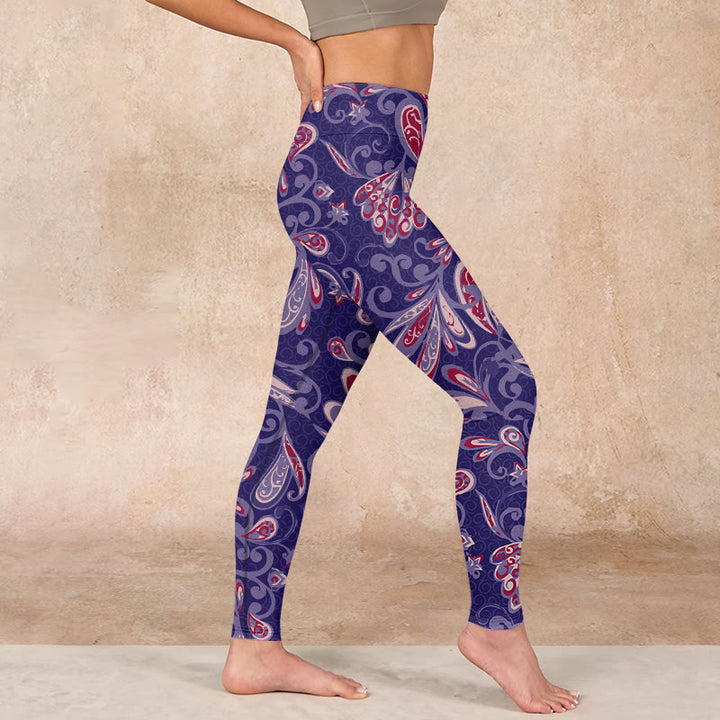 Buddha Stones紫の花びらプリント ジム フィットネス レギンス レディース ヨガパンツ - image 18
