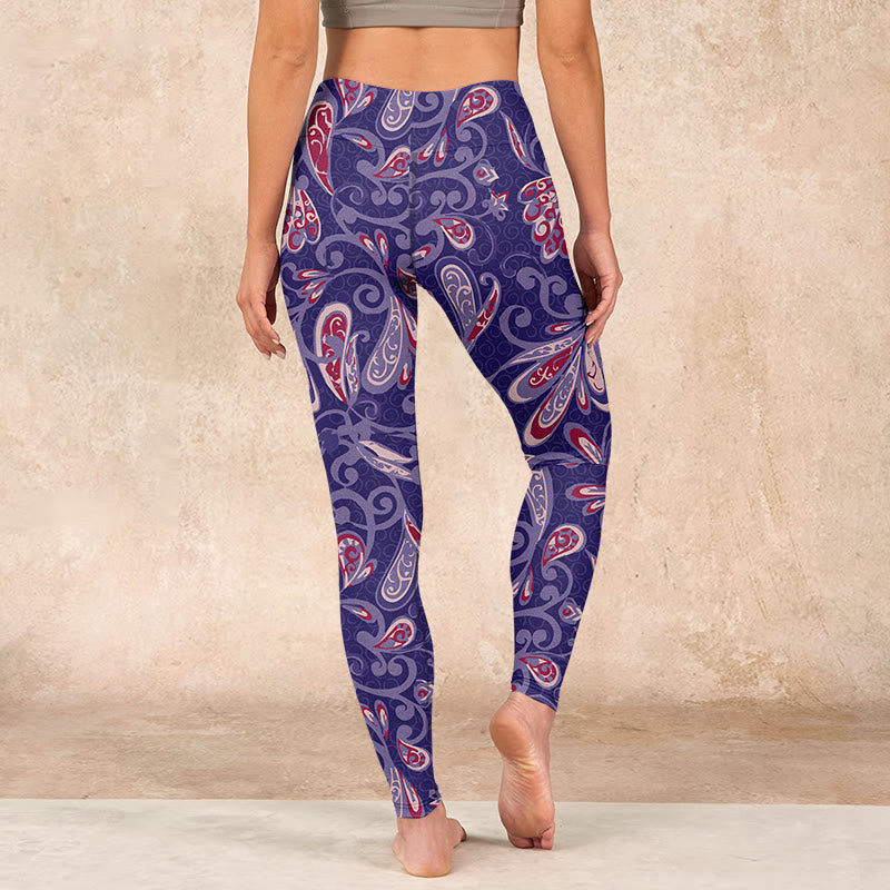 Buddha Stones紫の花びらプリント ジム フィットネス レギンス レディース ヨガパンツ - image 16