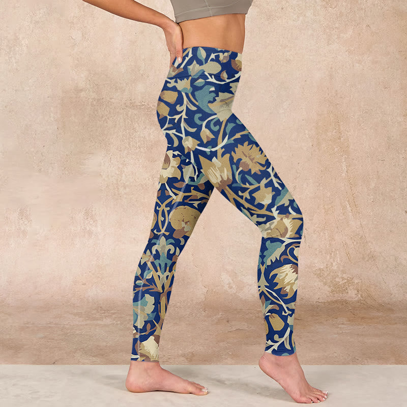 Buddha Stonesと蓮の花が繋がった柄のジムレギンス レディース ヨガパンツ - image 17