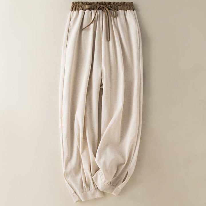 Buddha Stones レディース 無地コットン素材 ドローストリング サルエルパンツ ポケット付 - ベージュ - US16、 UK/AU20、 EU48 (3XL) - image 0