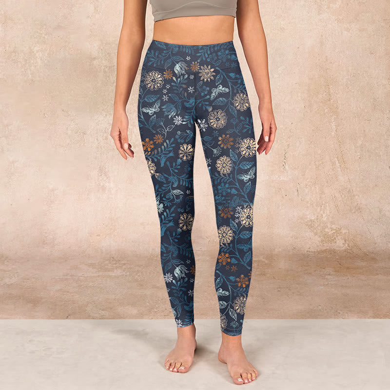Buddha Stones New York アスターフラワーリーフプリント ジムフィットネスレギンス レディース ヨガパンツ - image 2