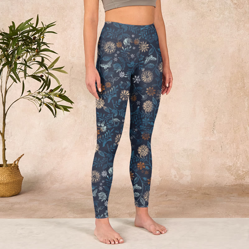 Buddha Stones New York アスターフラワーリーフプリント ジムフィットネスレギンス レディース ヨガパンツ - image 4