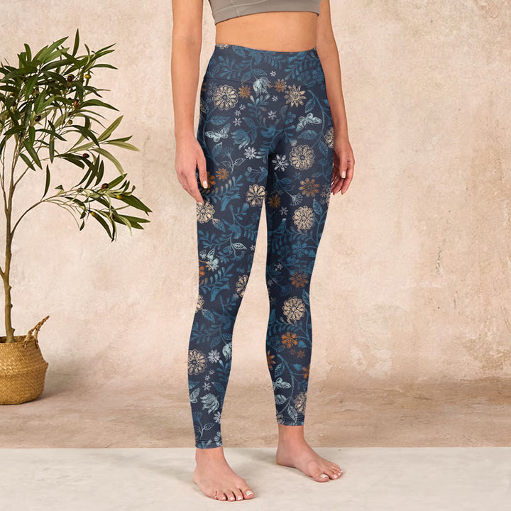 Buddha Stones New York アスターフラワーリーフプリント ジムフィットネスレギンス レディース ヨガパンツ - image 4