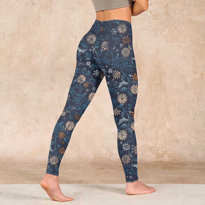 Buddha Stones New York アスターフラワーリーフプリント ジムフィットネスレギンス レディース ヨガパンツ - image 5