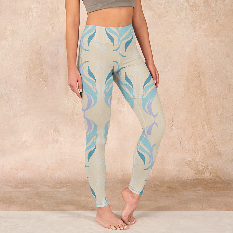 Buddha Stonesブルー パープル グリーン ライン ジムレギンス レディース ヨガパンツ - ベージュ - US18、 UK/AU22、 EU50 (4XL) - image 1