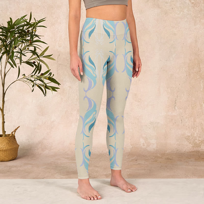 Buddha Stonesブルー パープル グリーン ライン ジムレギンス レディース ヨガパンツ - image 4