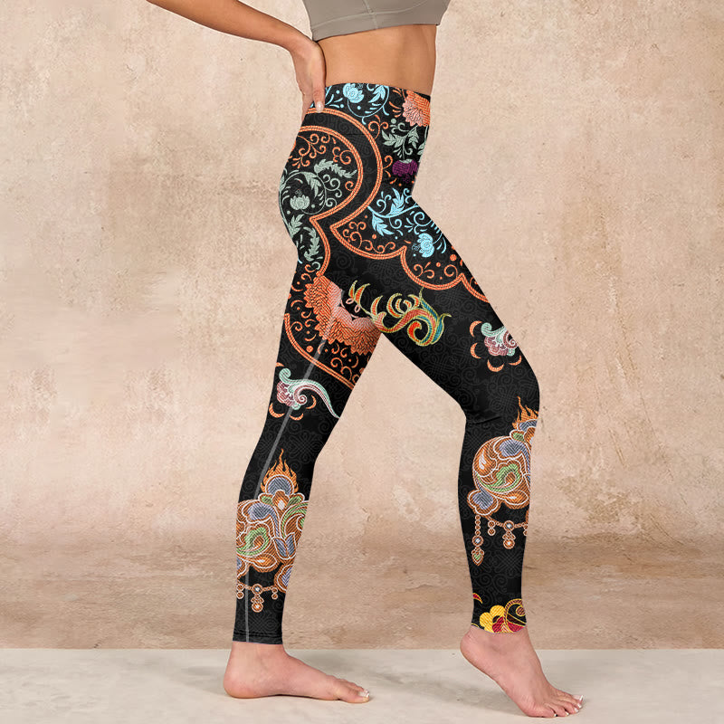 Buddha Stones曼荼羅吉兆雲プリントジムレギンスレディースヨガパンツ - image 17
