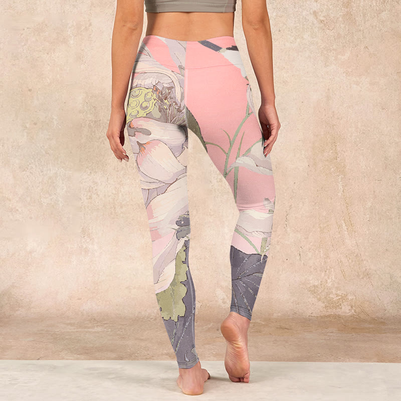 枯れた白い蓮のBuddha Stonesのジムレギンス レディース ヨガパンツ - image 16