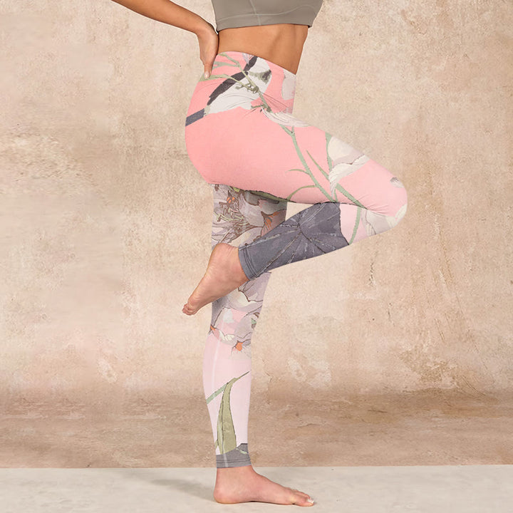 枯れた白い蓮のBuddha Stonesのジムレギンス レディース ヨガパンツ - image 16