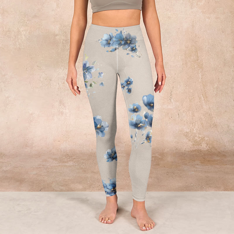 Buddha Stonesダークブルー フラワー ジムレギンス レディース ヨガパンツ - image 2