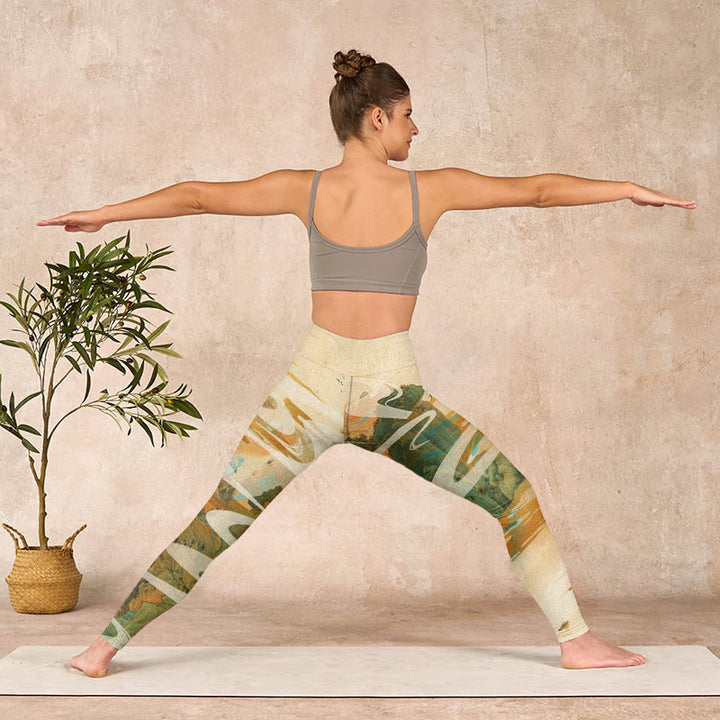 Buddha Stones、緑の山々、雲、霧のプリント フィットネスレギンス レディース ヨガパンツ - image 11