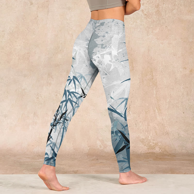 Buddha Stones竹プリント ジムレギンス レディース ヨガパンツ - image 4