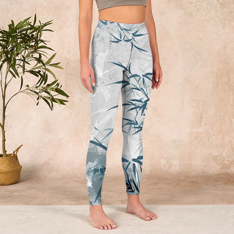 Buddha Stones竹プリント ジムレギンス レディース ヨガパンツ - image 3