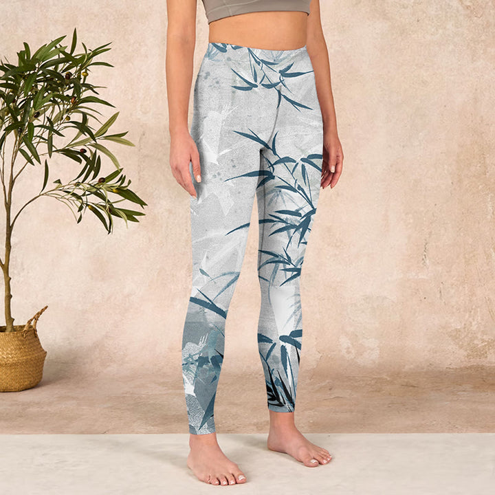 Buddha Stones竹プリント ジムレギンス レディース ヨガパンツ - image 3