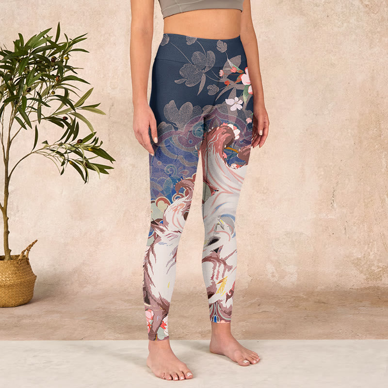 Buddha Stonesフォックス チェリーブロッサム ジムレギンス レディース ヨガパンツ - image 4