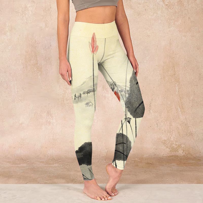 Buddha Stones、蓮の山、家のプリントジムレギンス、レディースヨガパンツ - image 0