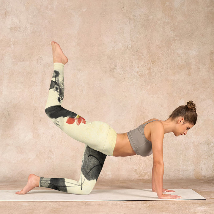 Buddha Stones、蓮の山、家のプリントジムレギンス、レディースヨガパンツ - image 5