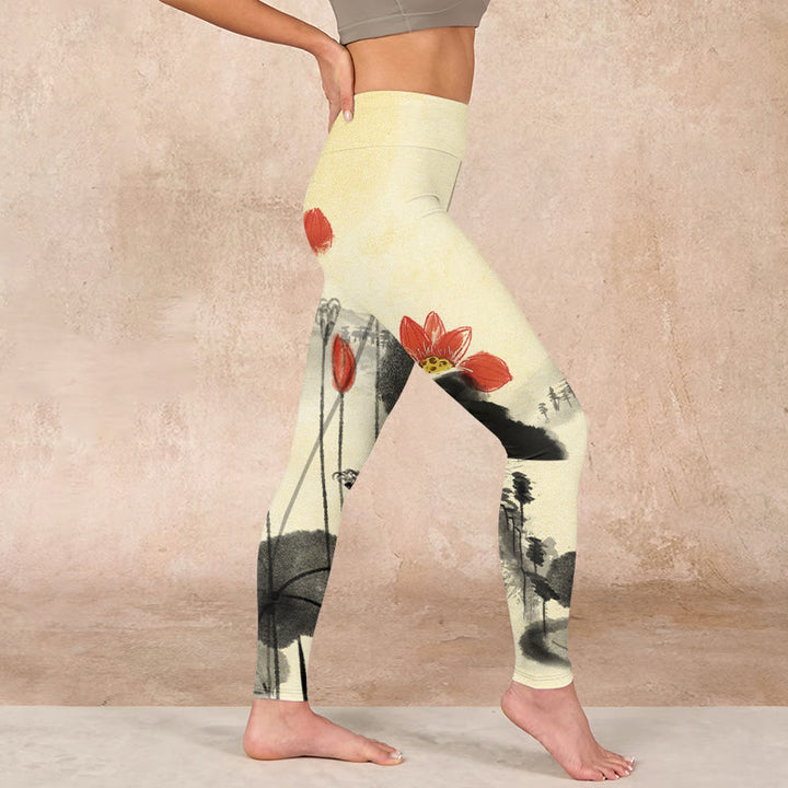 Buddha Stones、蓮の山、家のプリントジムレギンス、レディースヨガパンツ - image 17