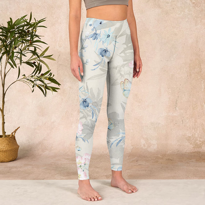 Buddha Stones桜 蝶 プリント ジムレギンス レディース ヨガパンツ - image 4