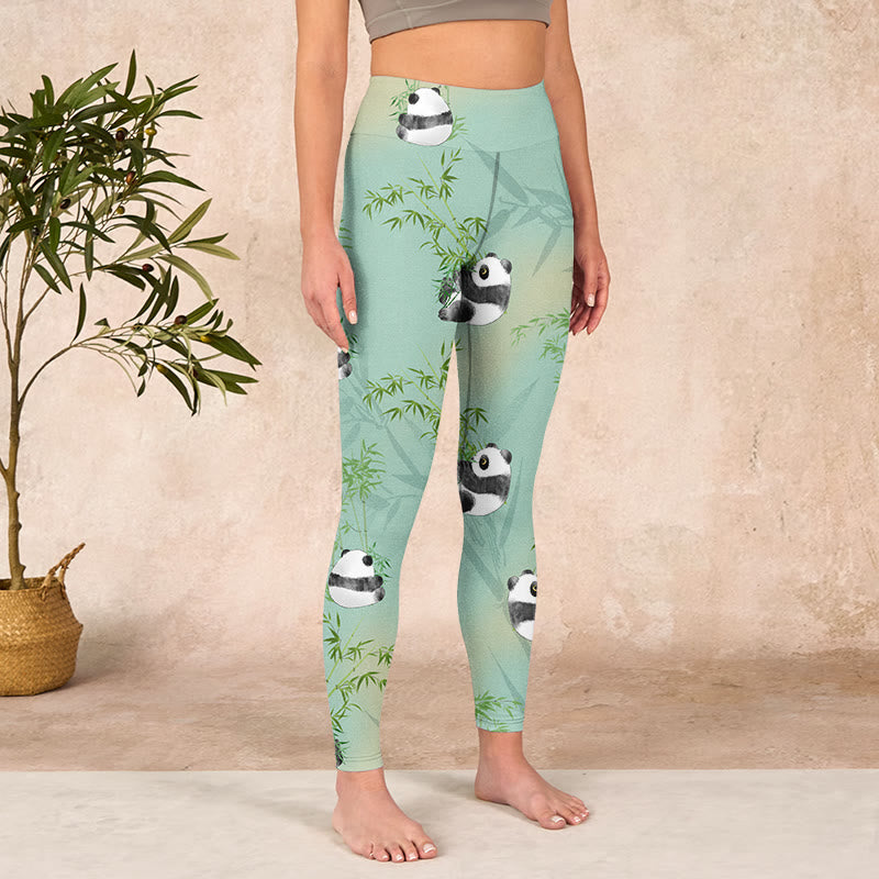 Buddha Stonesバンブーパンダプリント ジムレギンス レディース ヨガパンツ - image 4