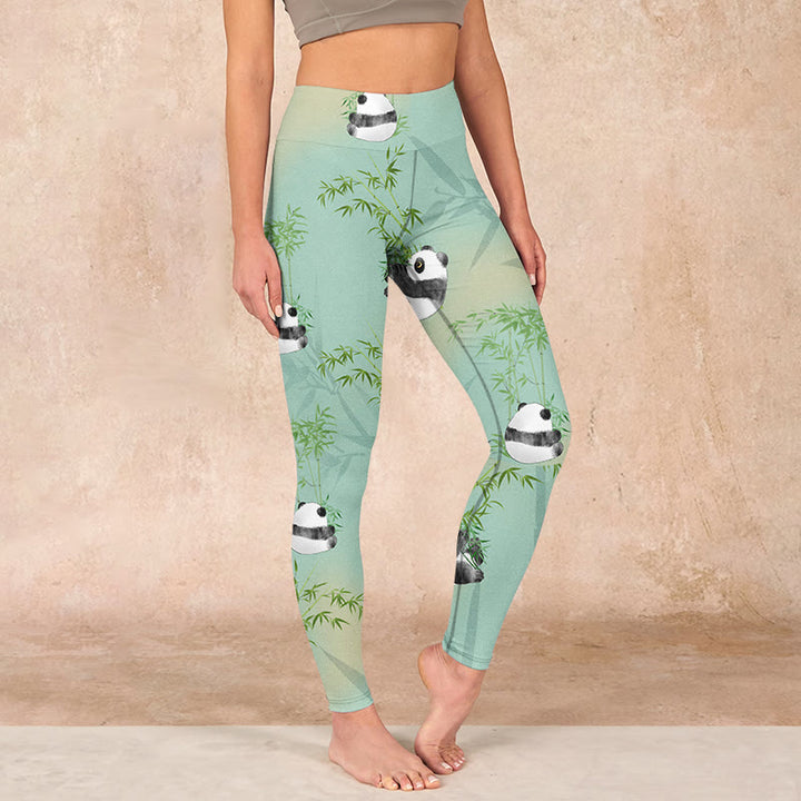Buddha Stonesバンブーパンダプリント ジムレギンス レディース ヨガパンツ - アクアマリン - US18、 UK/AU22、 EU50 (4XL) - image 1
