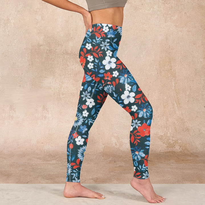 Buddha Stones赤 白 花 タンポポ プリント ジム フィットネス レギンス レディース ヨガパンツ - image 16