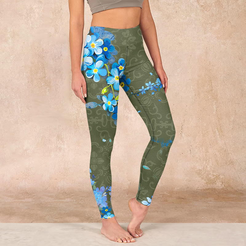 Buddha Stones、青い花、蝶のプリント、ジムレギンス、レディースヨガパンツ - 蝶 - US18、 UK/AU22、 EU50 (4XL) - image 1