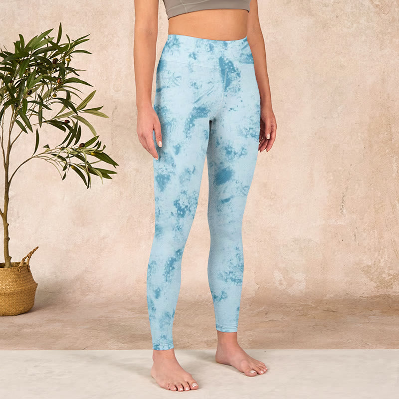 Buddha Stonesライトブルー タイダイプリント ジム フィットネス レギンス レディース ヨガパンツ - image 4