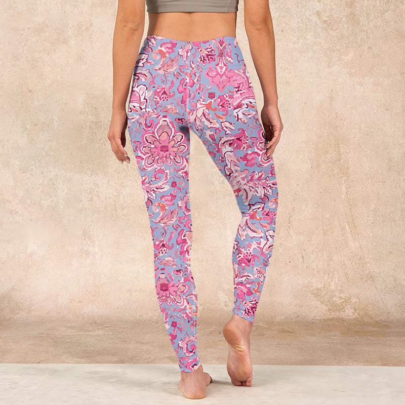 Buddha Stonesピンク花柄 ジムフィットネス レギンス レディース ヨガパンツ - image 17