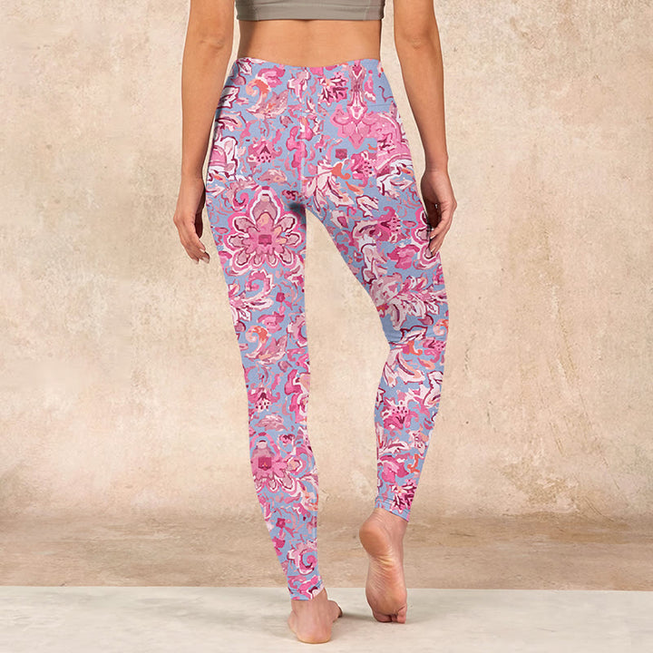 Buddha Stonesピンク花柄 ジムフィットネス レギンス レディース ヨガパンツ - image 17