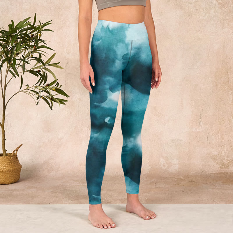 Buddha Stonesダークグリーン クラウド ジムレギンス レディース ヨガパンツ - image 4