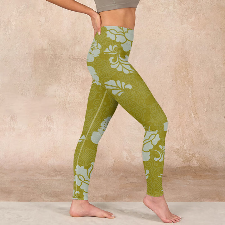 Buddha Stonesモノクロ花柄ジムレギンスレディースヨガパンツ - image 17