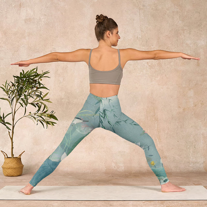 Buddha Stonesロータスリーフ バードプリント ジムレギンス レディース ヨガパンツ - image 11