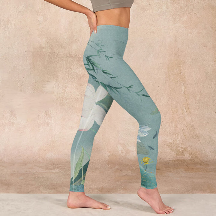 Buddha Stonesロータスリーフ バードプリント ジムレギンス レディース ヨガパンツ - image 15