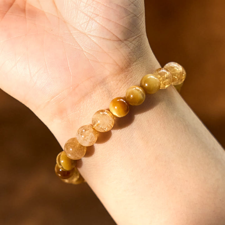 Buddha Stonesシトリン タイガーアイ レッドアゲート 寛大さのブレスレット