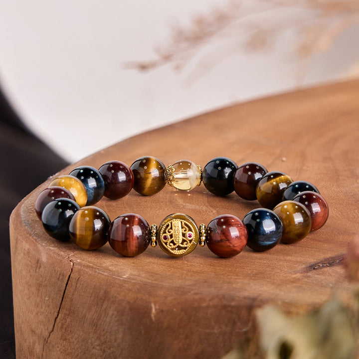 Buddha Stonesタイガーアイ ストーンビーズ 守護 勇気 ブレスレット