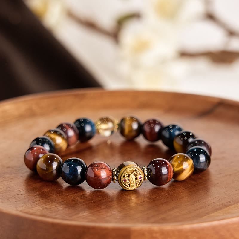 Buddha Stonesタイガーアイ ストーンビーズ 守護 勇気 ブレスレット