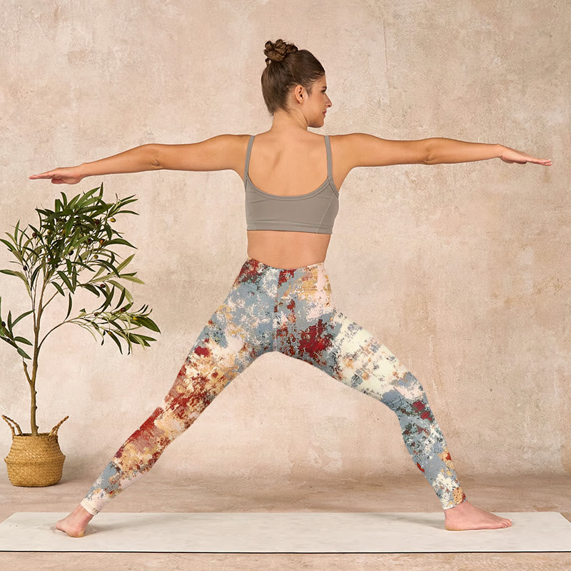 Buddha Stonesベージュ レッド グレー 抽象的デザイン プリント エクササイズ レギンス レディース ヨガパンツ - image 10